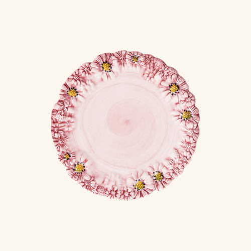 Rosa tallerken med margueritter – Ø22