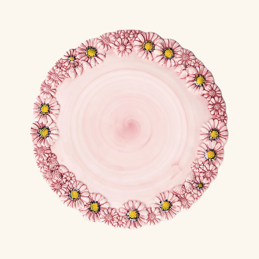 Serveringsfad med margueritter – Rosa – Ø36
